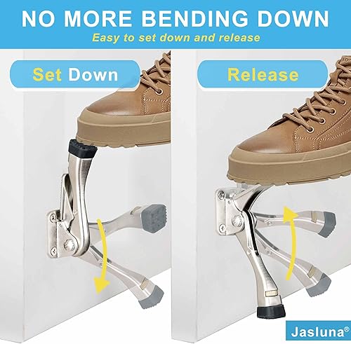 Miniatura 6 de One Touch Kickdown - Tope de puerta resistente, puntas de goma ajustables en altura para la parte inferior de la puerta, placa trasera de 4