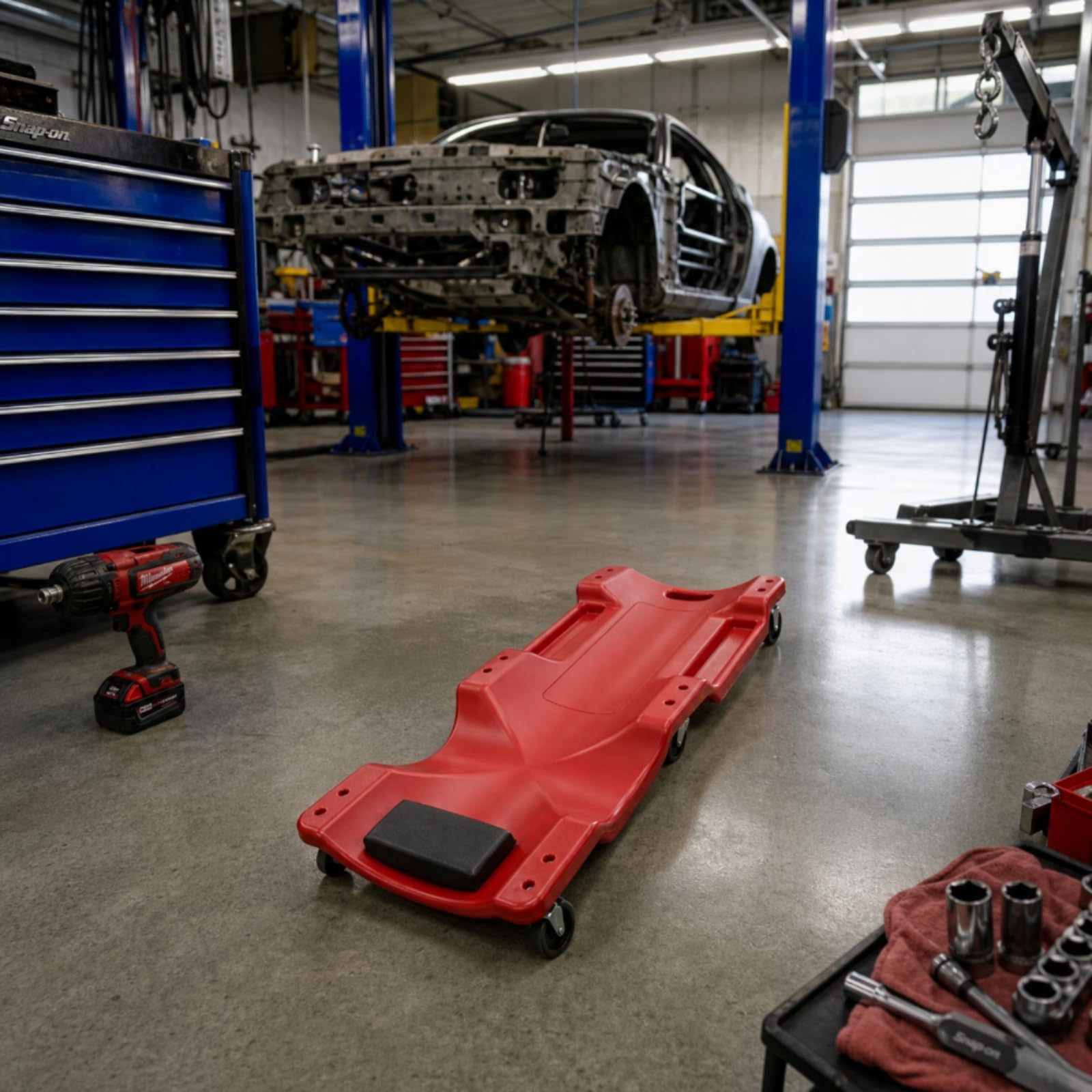 Mecánico Ergonómica Taller Compacta Herramienta para Mecánicos, Garaje, Rojo, 36 Pulgadas