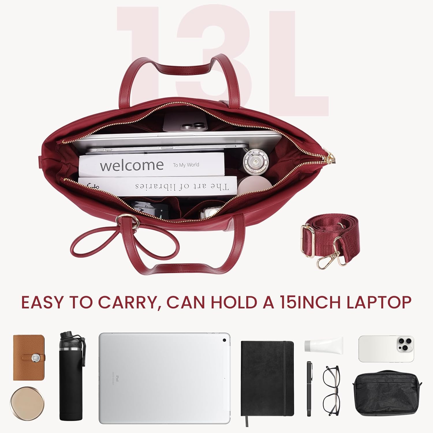 Tote Bag for Women Nylon Crossbody Bags Medium Aesthetic Shoulder Handbags with Bow for Travel Work College with Zip