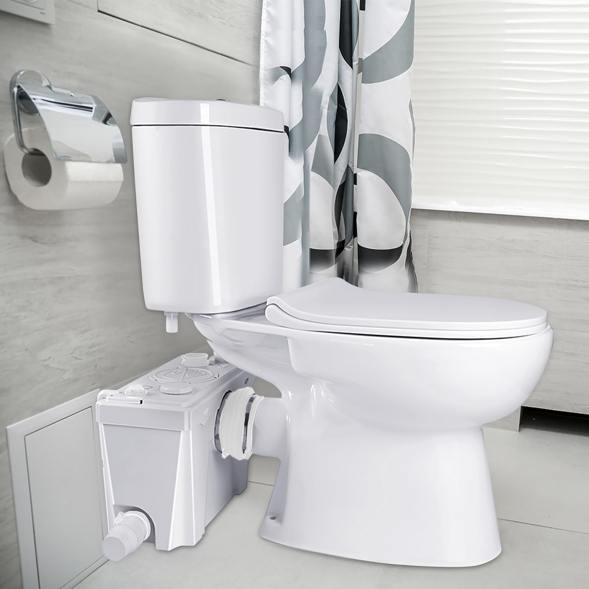 UISEBRT Impianto di sollevamento per acqua nere, pompa acque reflue, 700 W, uso domestico con filtro a carbone e lame in acciaio inox, pompe WC, doccia, cucina lavastoviglie