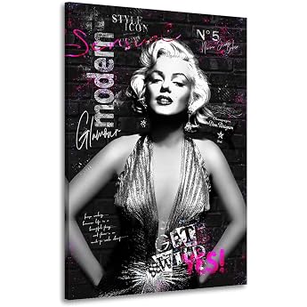 Art Designs24 Marilyn Monroe Vogue Black Pop Art Picture Canvas Picture Living Room Pictures Wall Pictures Wall Decoration XXL Pictures on Canvas Modern Pictures High Quality Art