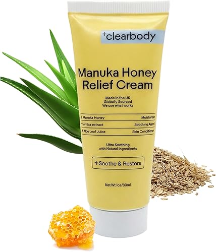 Clearbody Organics Crema de miel de Manuka para eccema y piel seca - Ungüento de miel de manuka - Avena coloidal, aloe e ingredientes naturales -