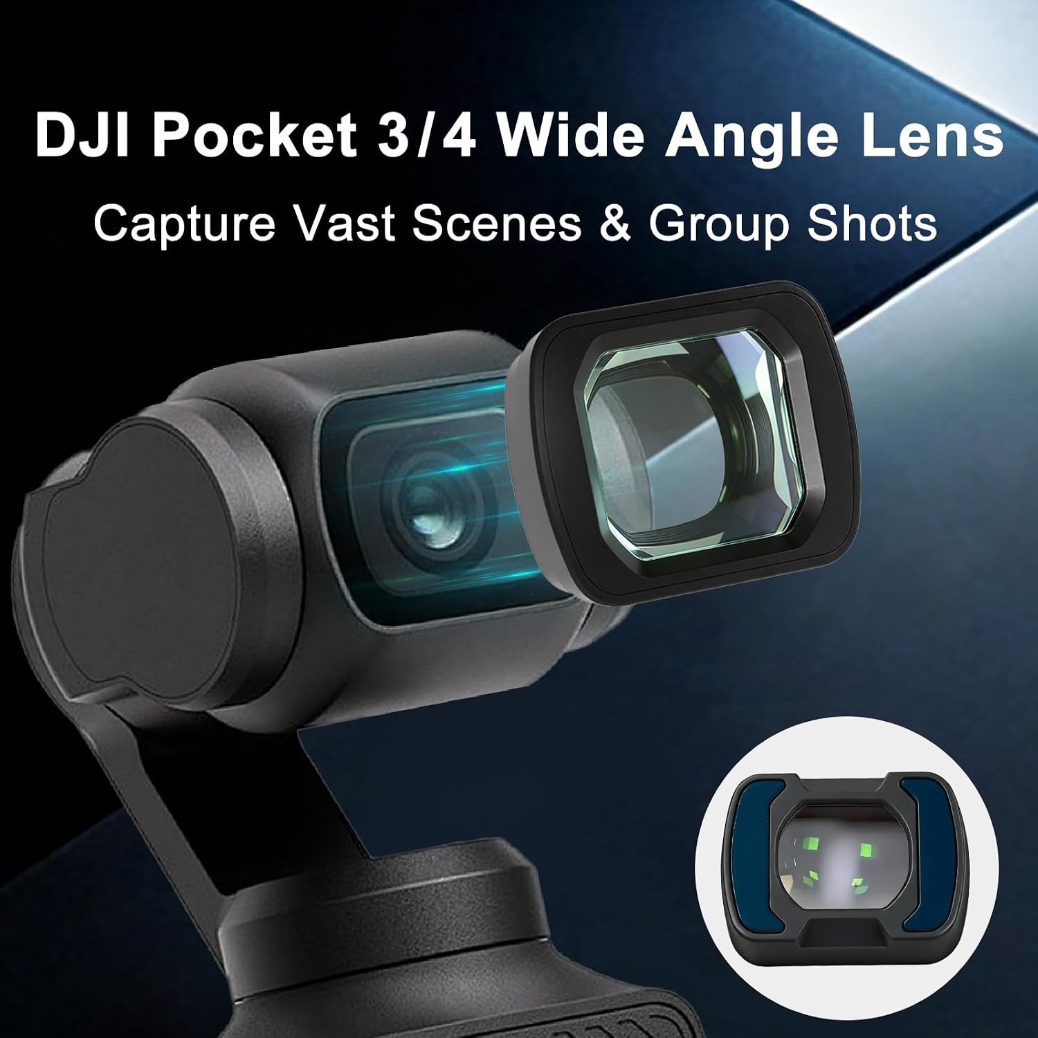 Magnetic HD Wide Angle Lens for DJI Osmo Pocket 3 Pocket 4, Multi-Layer Coated Optical Glass, with Portable Box and Screen Protector