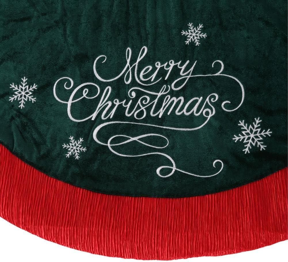 Flash Sale Buy 1 get 1 Home Accents Holiday 2484787HOP 48 Velvet/Satin Tree Skirt - Green/Red