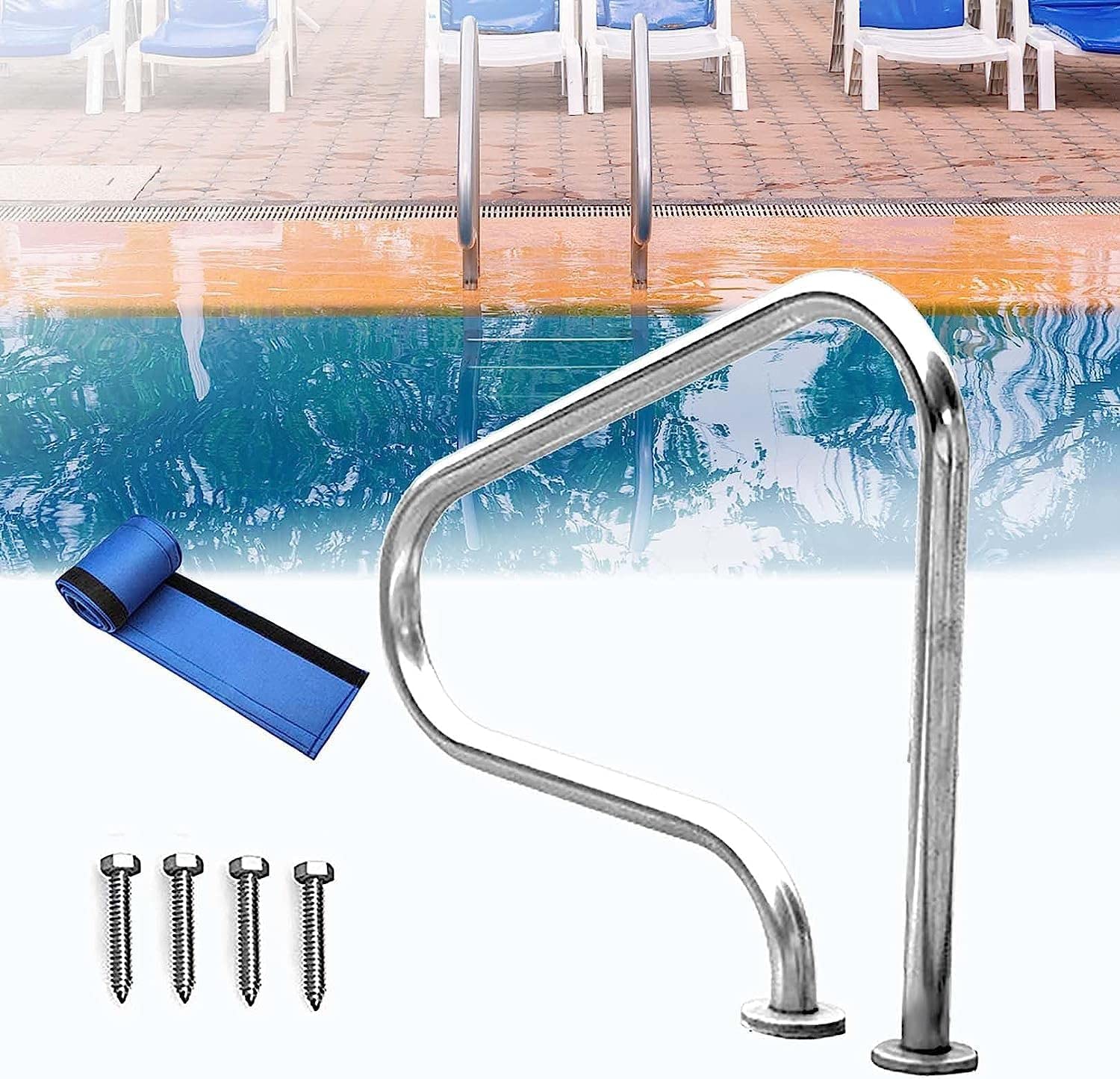 Main courante de piscine en acier inoxydable au design épuré et durable