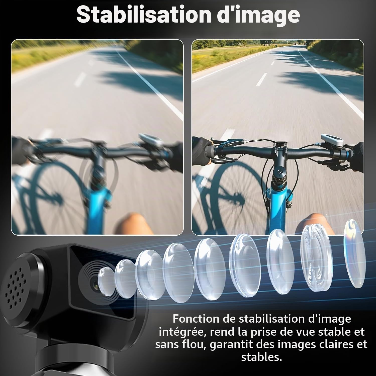 Caméra corporelle HD 5K avec Audio et vidéo, caméra d'action Sport avec Objectif Rotatif à 270°, caméra de vlogging pour Voyage, Sport en Plein air, Cyclisme, Clip et Carte TF 64 Go Incluse