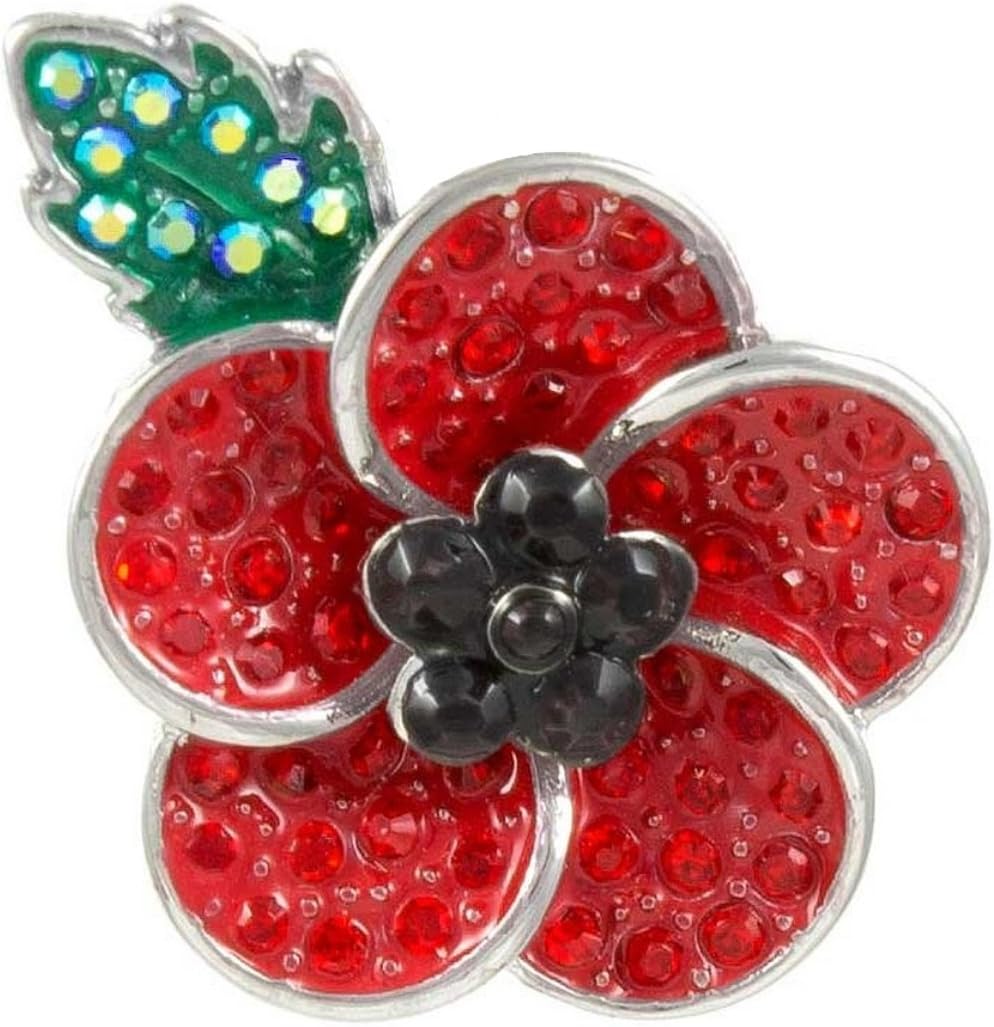 Angelys Memorial Remembrance Day Poppy 5 Petals Brooch P1002