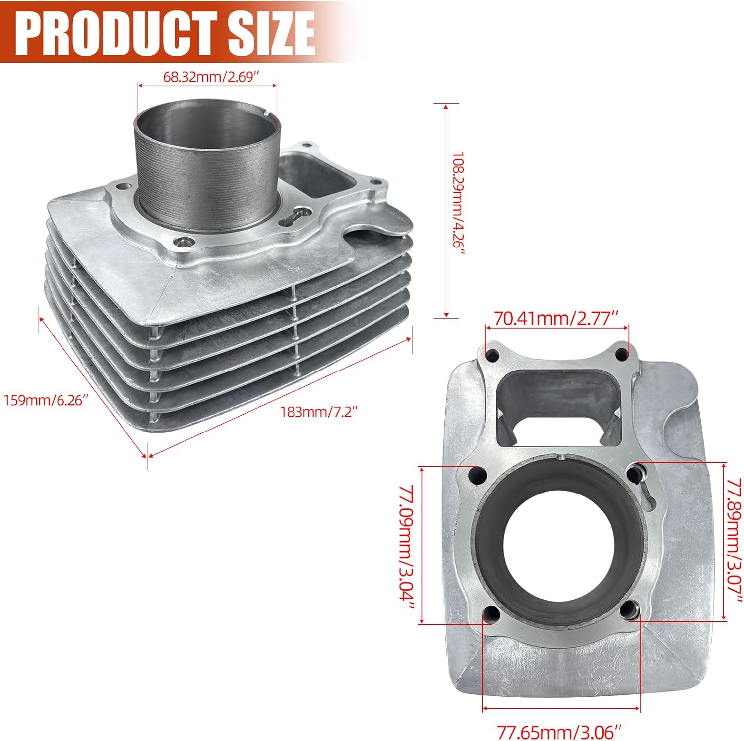 68.5mm Bore Cylinder Piston Ring Gasket Top End Rebuild Kit Compatible with Honda Recon 250 Sportrax 250 TRX 250 TRX250 TRX250X TRX250EX TRX250TM TRX250TE 2002-2024