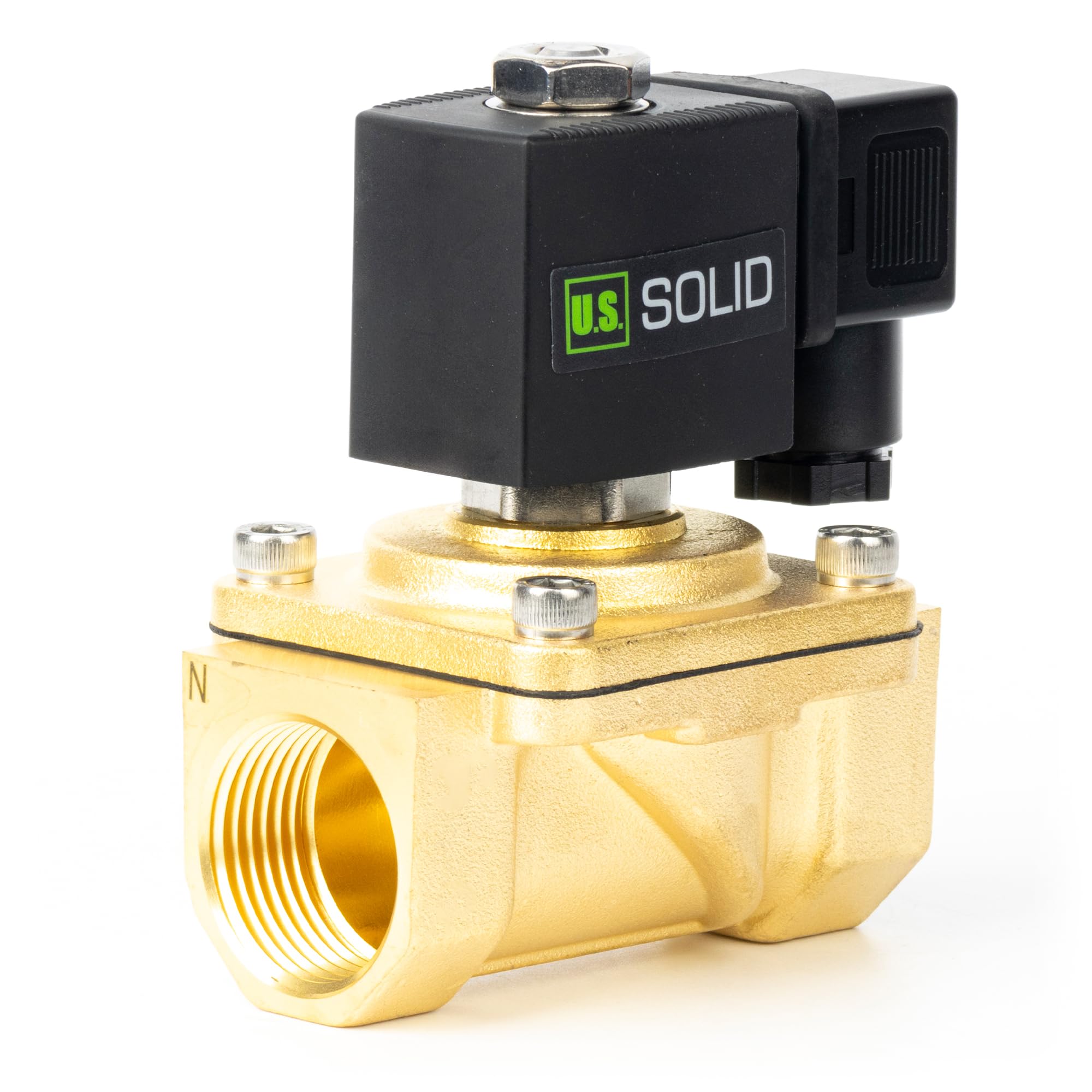 U.S. Solid Zawór elektromagnetyczny 1" - mosiądz AC 220 V z uszczelką Viton, normalnie zamknięty, typ skrzynki przyłączeniowej, gwint G