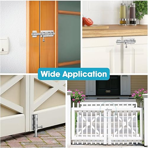 Miniatura 8 de Perno deslizante para puerta, cerrojo de barril, 6.3 pulgadas, resistente acero inoxidable 304, acabado plateado para valla de madera, puerta de