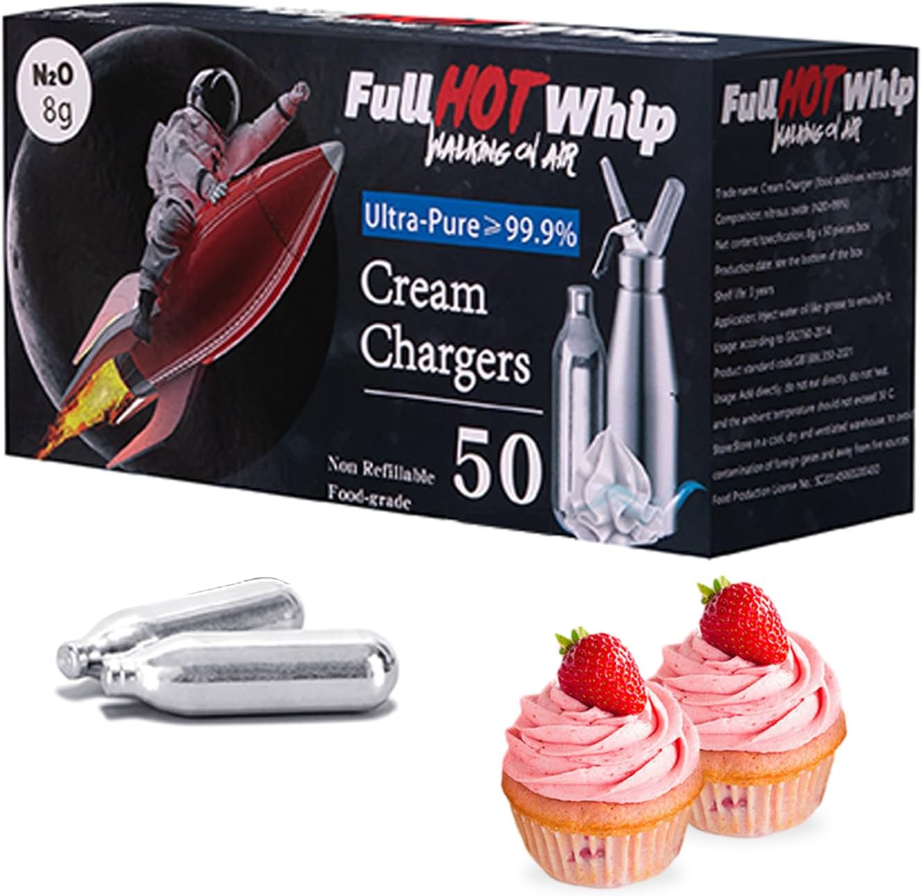 BLUE FLAG Whipped Cream Chargers N2O Nitrous Oxide 8Gram