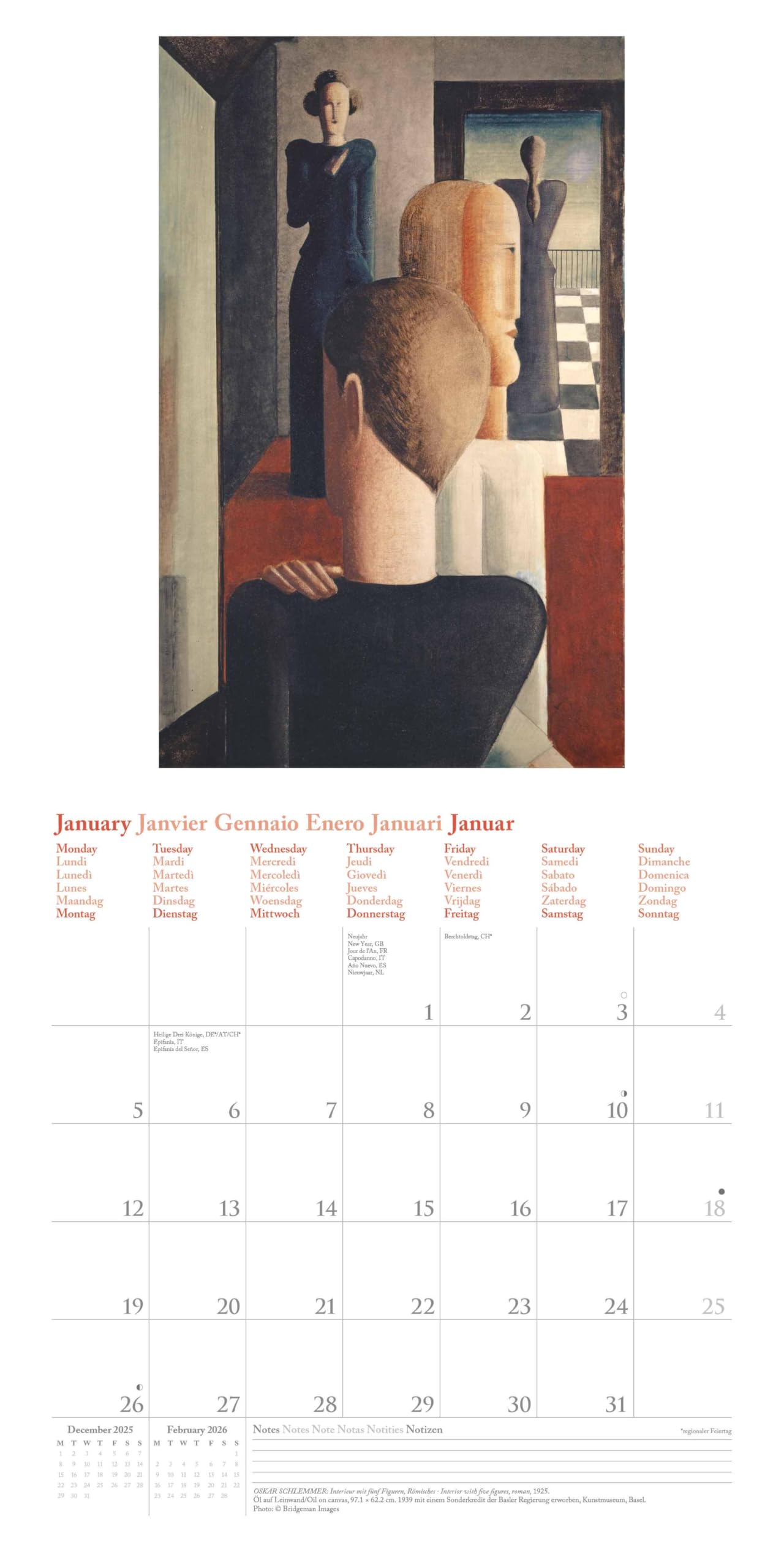 teNeues - Bauhaus 2026 – Kunst-Wandkalender 30x30 cm (30x60 cm geöffnet) | Broschürenkalender mit Meisterwerken für Bauhaus-Fans & Kunstliebhaber