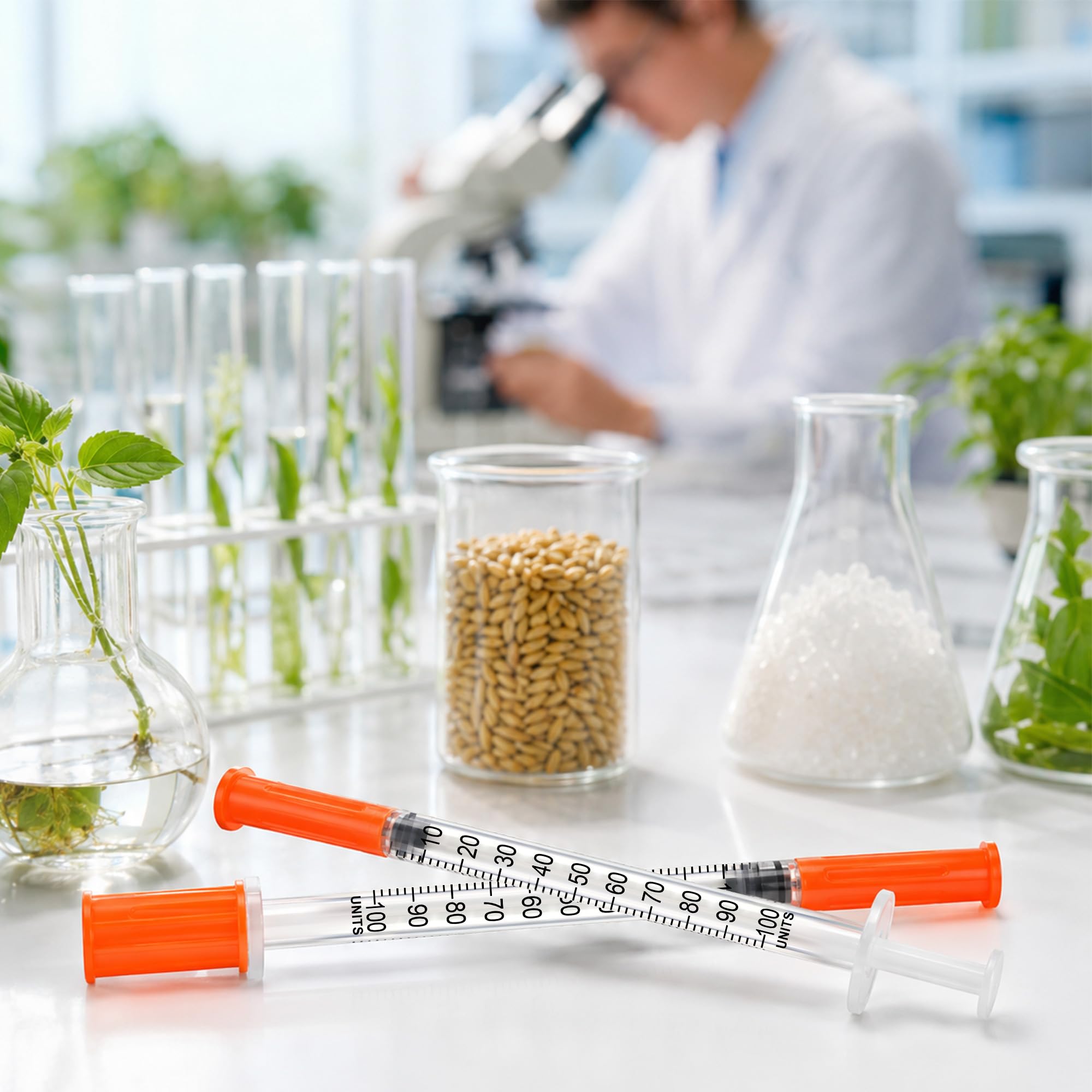 100 Stück 1ml 30G 8mm Plastiktube, Einzeln verpackt, Kunststoff Mehrzweckmesswerkzeuge für Labor, Flüssigkeitsmessung und Pflanzenbewässerung