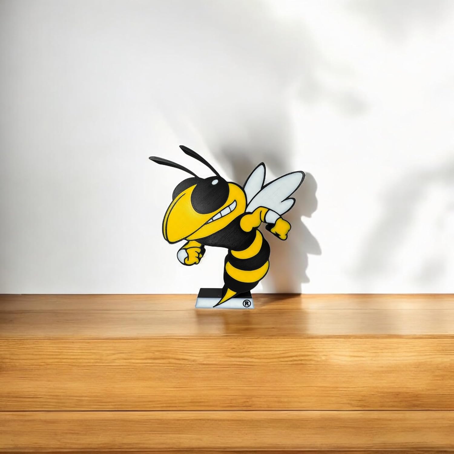 Georgia Tech Buzz the Yellow Jacket 3D Printed Decorative Logo, Free-Standing Display Figure, (Black/White/Gold), College Sports Fan Decor