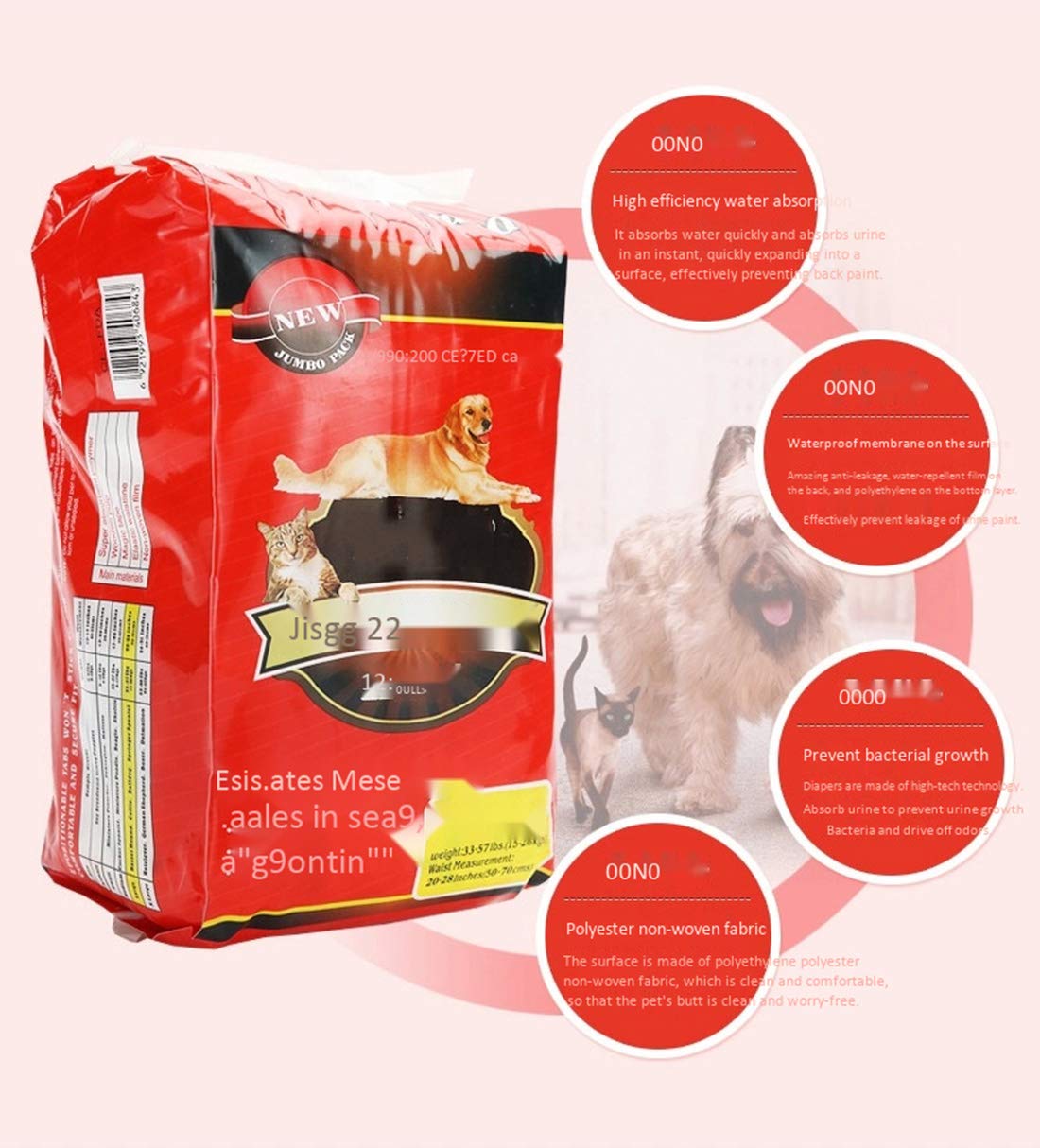 Suministros para Mascotas Pañales Desechables de 10 Hojas Espesar Agua Absorber Pañales para Mascotas para Perros Mujer Perro Incontinencia Pantalones