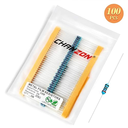 Vista 24 de Chanzon 100pcs 1/4W (0.25W) 33K Ω ohmios Resistencia fija de película metálica 0.01 ±1% Tolerancia 33KR MF Resistencias de orificio pasante