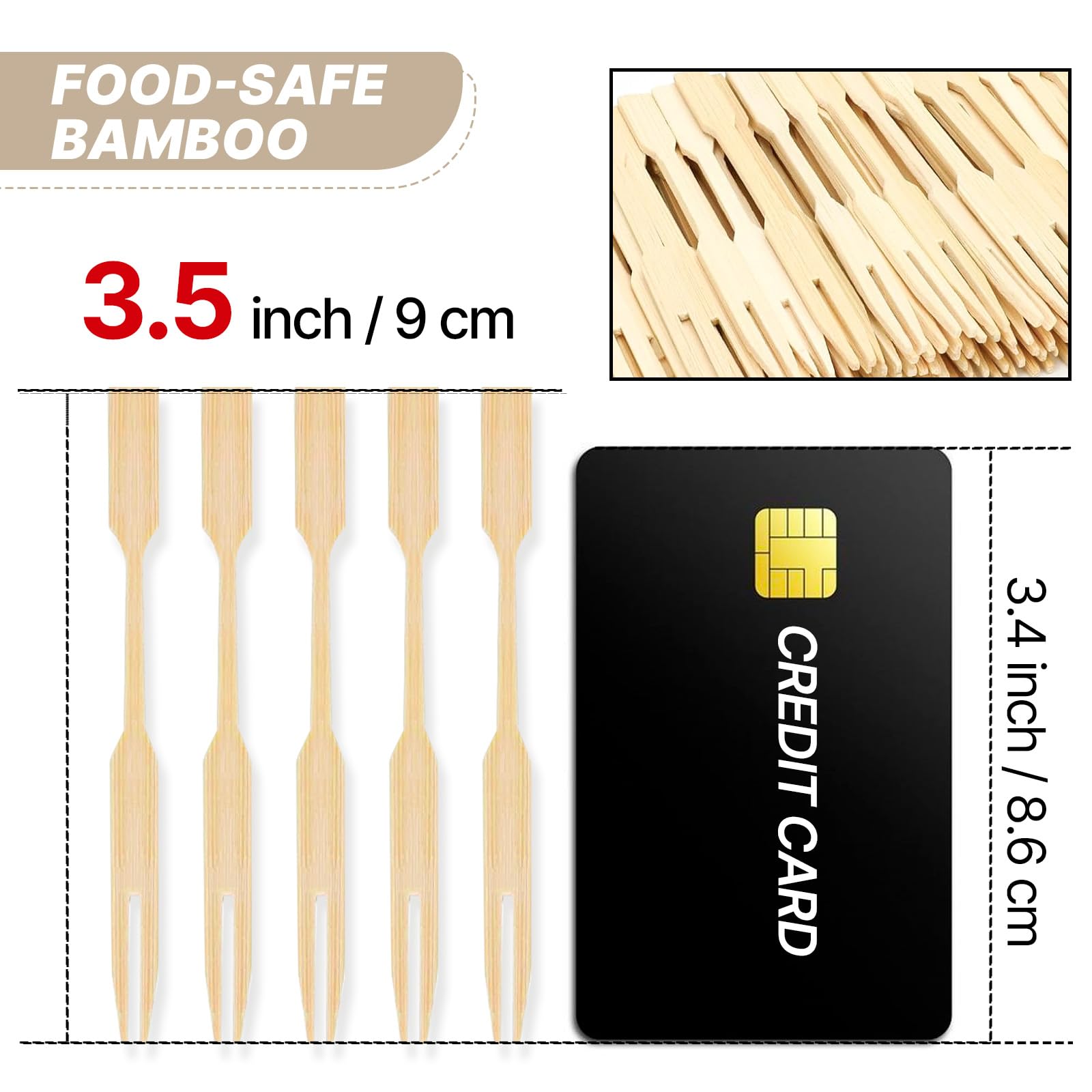 PuTwo Bamboo Appetizers Mini Small Forks 3.5 Inch 500pcs Toothpicks — Amazon image 2