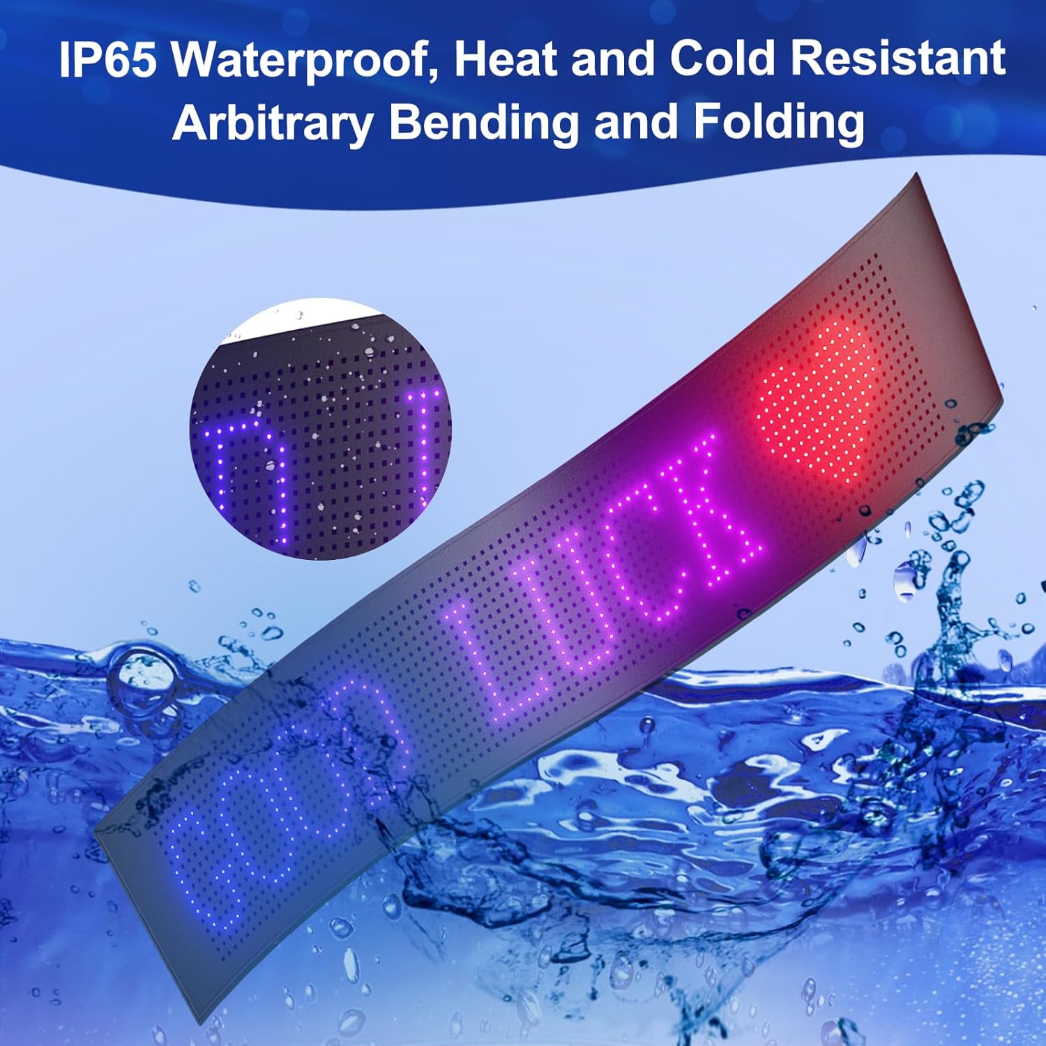 Programmable LED Scrolling Sign for Car,Flexible USB 5V LED Store Sign Bluetooth App Control Custom Text Pattern Animation Huge Bright Advertising LED Signs Display for Store Car Bar Hotel (27''x5'') - Image 6