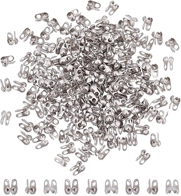 UNICRAFTALE 200pcs 4mm 304 Stainless Steel Bead Tips Calotte Ends Clamshell Knot Cover Fold Over Crimp Caps Bead Ends for DIY Bracelet Necklaces Jewelry Making, Hole 1mm, Stainless Steel Color