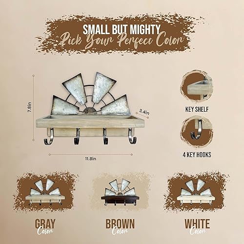 Miniatura 2 de Rooty Heart Organizador de llaves para el hogar, estante para llaves y correo, decoración rústica de granja, organizador de gancho para llaves,