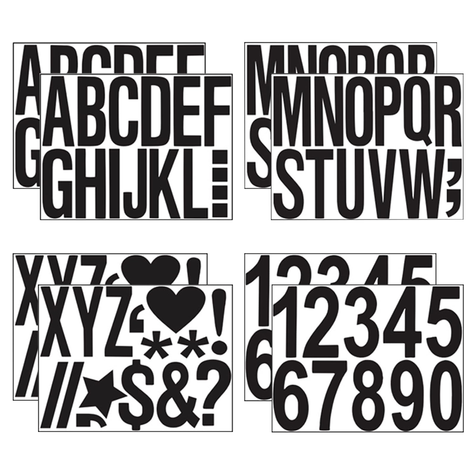 Negro Pegatina Letras Numeros Grandes,12 Hojas Vinilo Adhesivos Alfabeto Pegatina,4 Inch Letras Adhesivas Pegatinas, Vinilo Alfabeto Pegatinas,para Letreros Carteles Ventanas Manualidades DIY