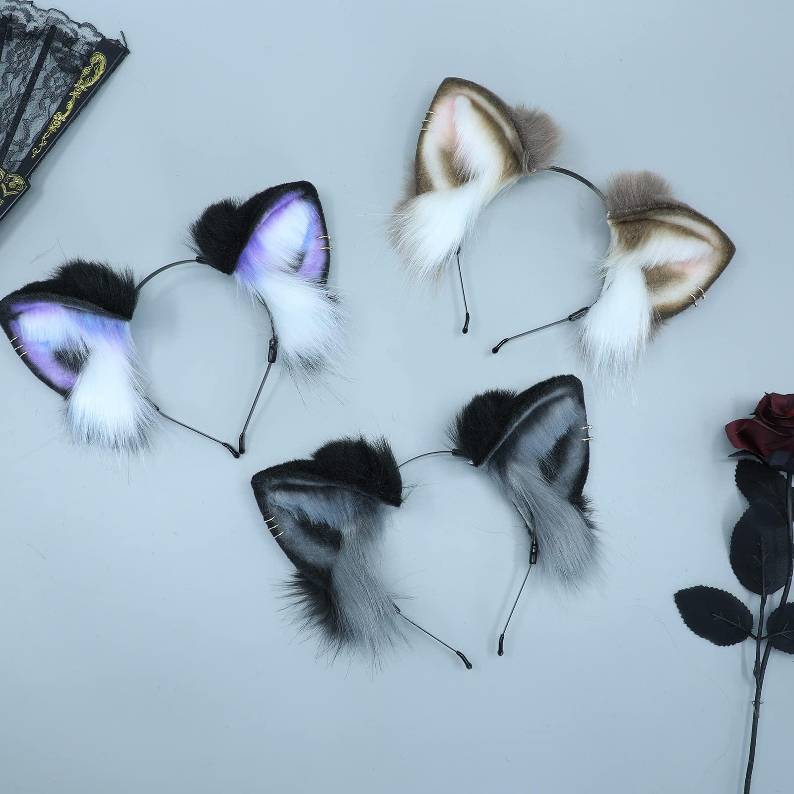 Dodheah Oreilles de Renne Bandeau de Noël Bandeau Oreille de Chat Loup Oreille de Chien Renard Anime Cosplay Adultes