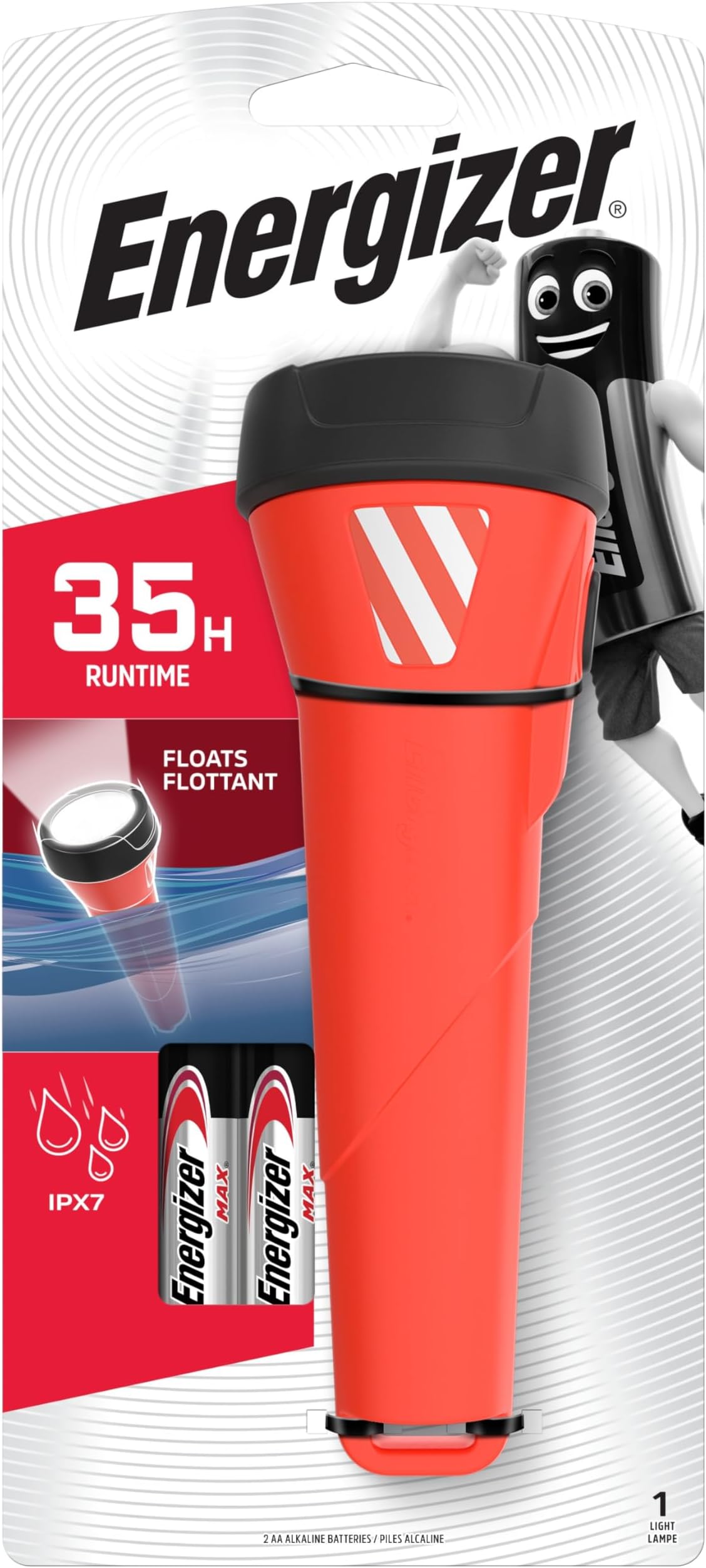 Waterproof Torch with 2 AA Max Batteries ENR Waterproof 2xAA H tray (ESFH21)