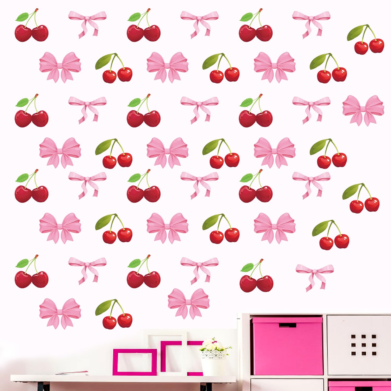 12 Sheet Pink Bow Wall Stickers