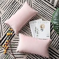 Vista 149 de 2 fundas para cojín decorativo de terciopelo con pompones