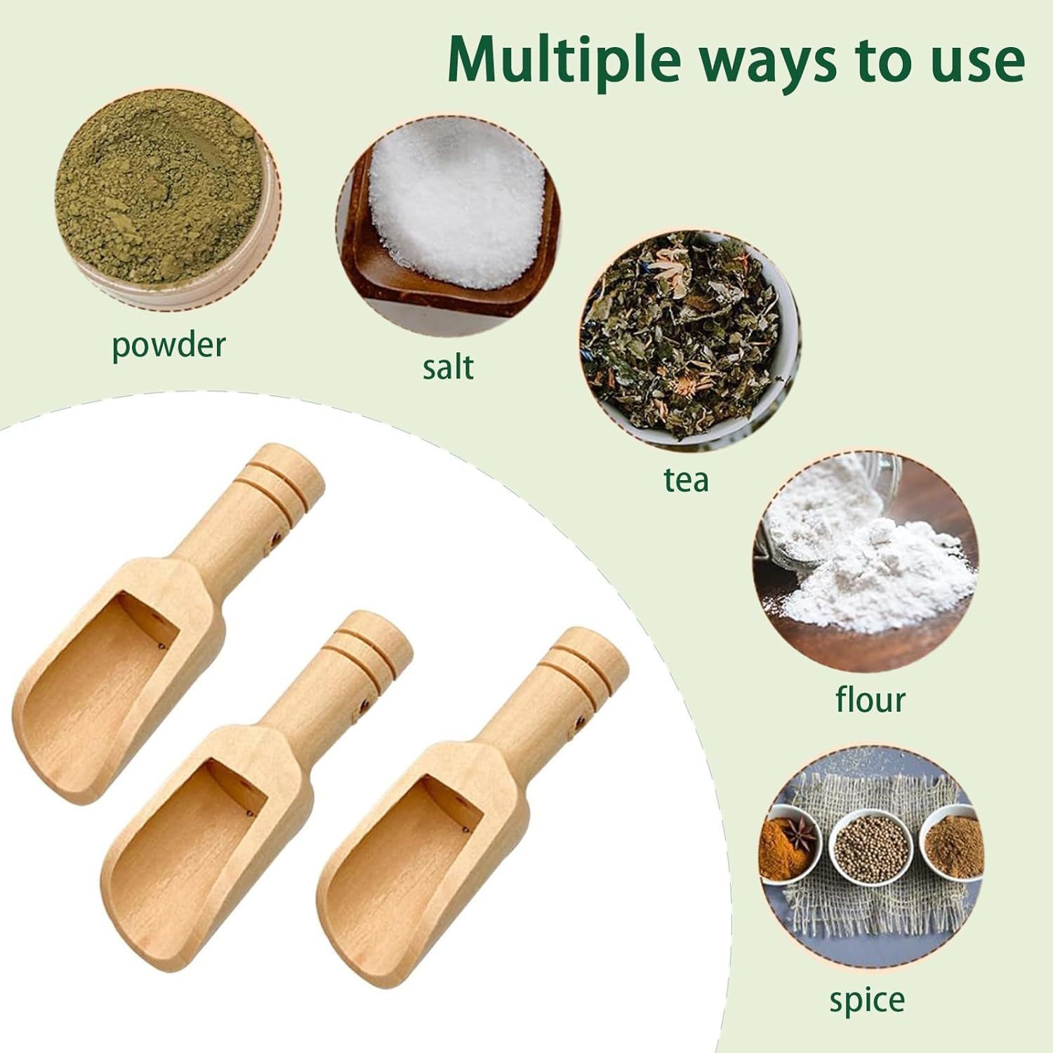 6pcs Mini Wooden Salt Spoon, Bath Salt Spoon for Flour, Scoops, Kitchen Utensils, Small Wooden Salt Spoon, Sugar and Coffee, Milk Powder Spoon