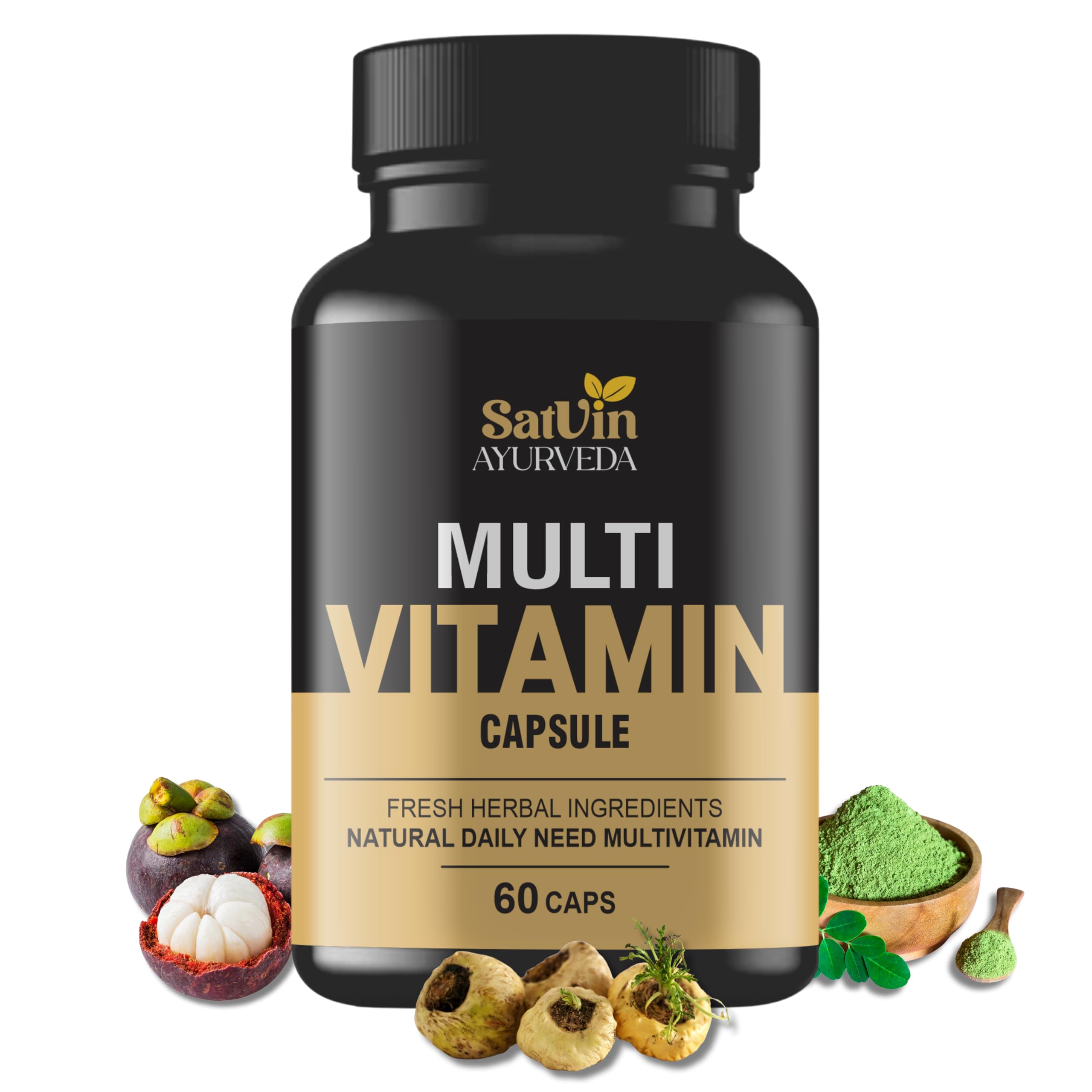 Satvin Ayurveda Multivitamin Capsules – Natural Daily Herbal Supplement for Immunity, Energy & Wellness – With Ashwagandha, Tulsi, Amla & More – 60 Vegetarian Capsules-image-30