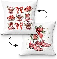 Vista 7 de Fundas de almohada de Navidad occidental de 18 x 18 pulgadas, decoraciones de Navidad occidentales, fundas de almohada decorativas con botas