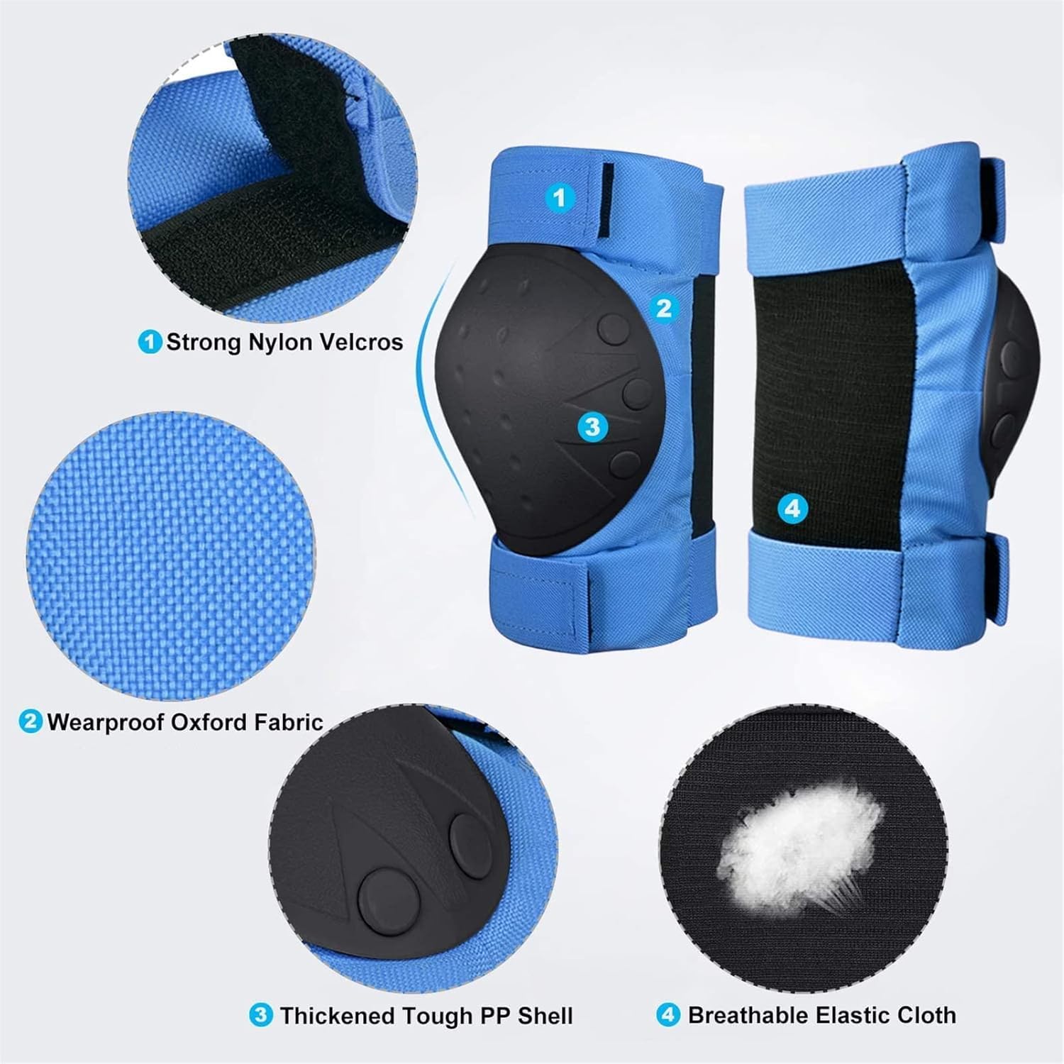 Conjunto De Equipo De Protección para Patines Kee Almohadillas Coderas Muñequeras para Niños Camisetas Monopatín para Adultos Ciclismo Ciclismo Bicicleta Patinete Pati, Blue, S(10-25kg)