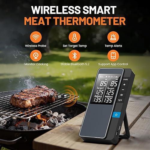Miniatura 2 de Termómetro inteligente inalámbrico Bluetooth para carne, control de monitoreo en tiempo real, termómetro digital con aplicación inteligente, 2