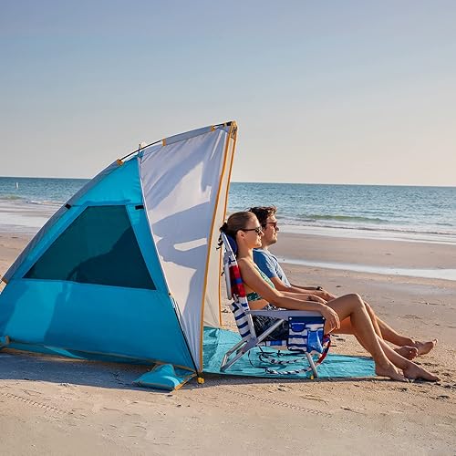 Miniatura 8 de WolfWise Tienda de campaña de playa portátil para 4-5 personas UPF 50+, sombrilla con suelo extensible, color azul, XL