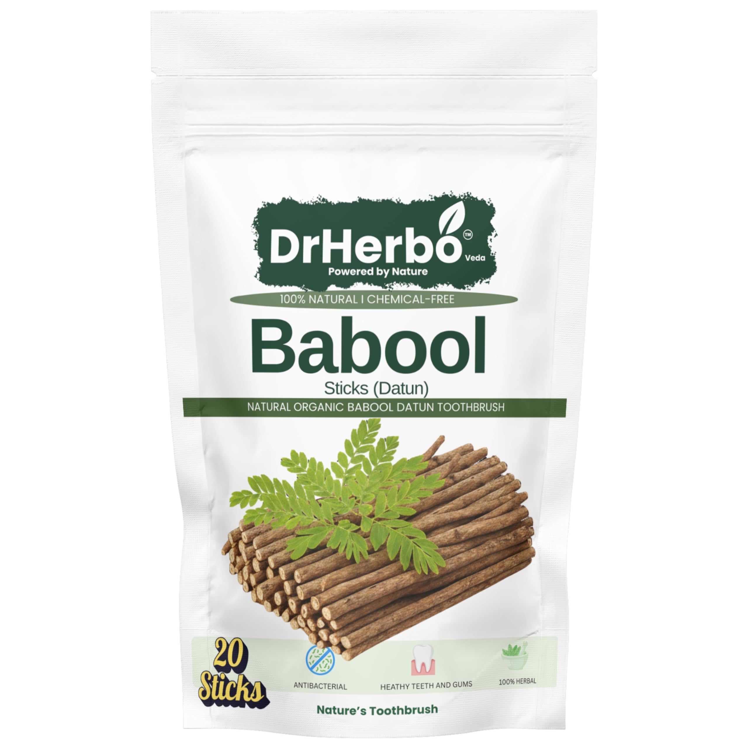 Babool Datun Sticks for Brushing Teeth Pack of 20 | Natural Organic Babool Chew Sticks | Ayurvedic Herbal Toothbrush for Oral Care, Healthy Gums & Fresh Breath | DrHerbo (20 Babool Sticks)-image-48