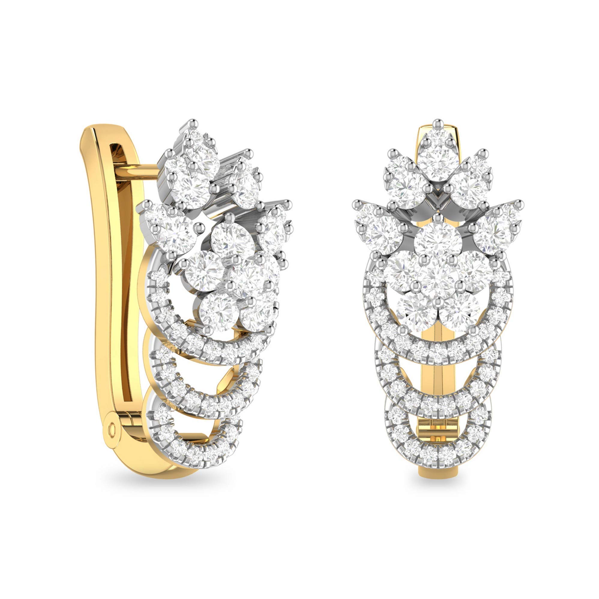 Yellow Gold and Solitaire Stud Earrings for Women-image-22