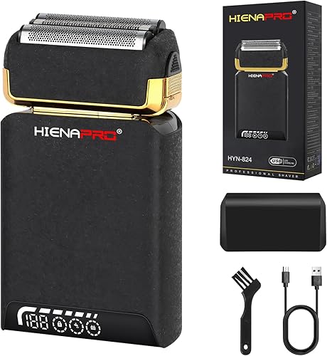 HIENA PRO Afeitadoras de aluminio para hombres, recargables por USB con pantalla LCD, cuchillas dobles, nueva maquinilla de afeitar eléctrica para