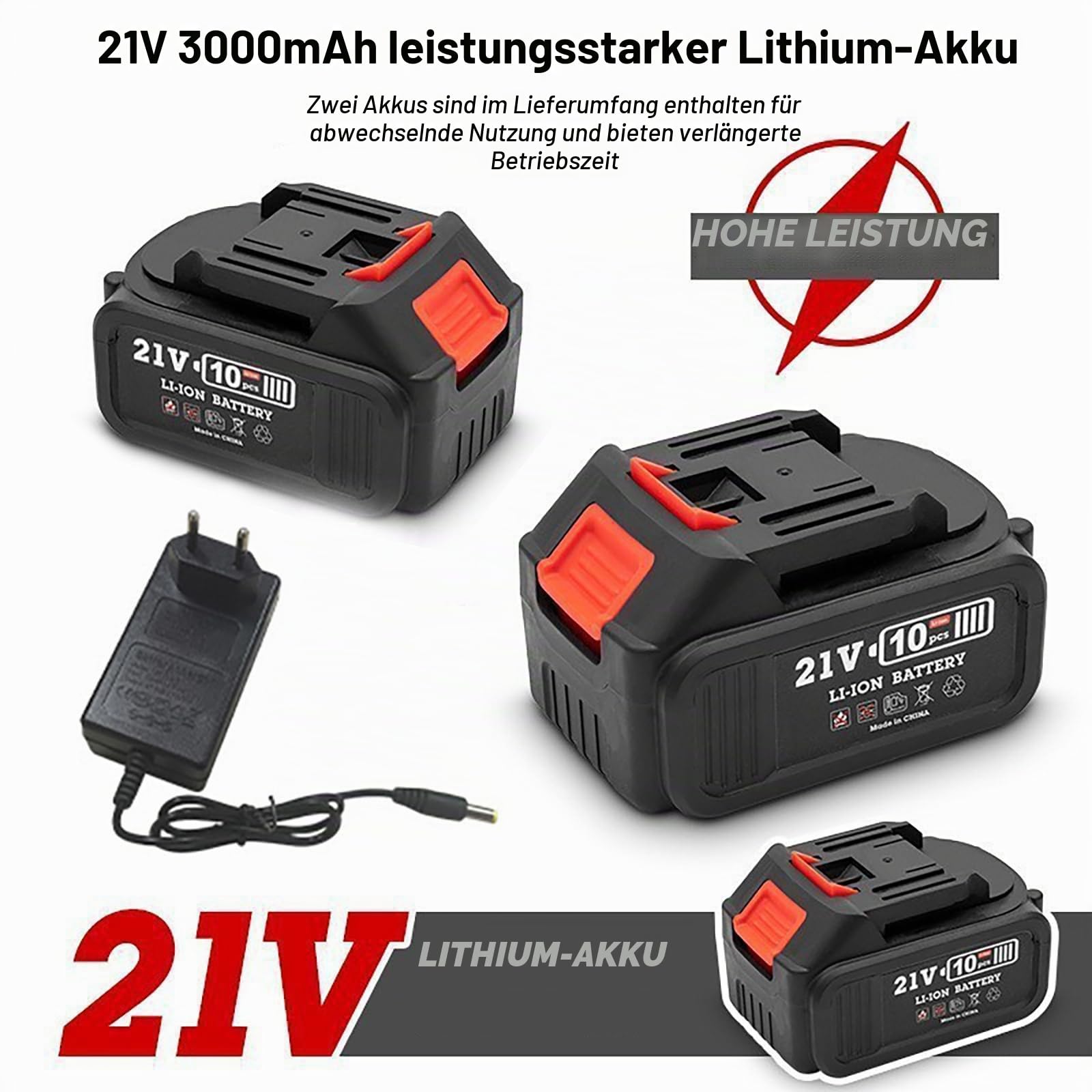 Mini Akku Winkelschleifer, Winkelschleifer Klein mit 2 x 3000mAh Akkus, 7 Trennscheiben und 5 Fächerscheiben 21 V, 19500RPM zum Schleifen und Schneiden für Metall, Fliesen, Kunststoff