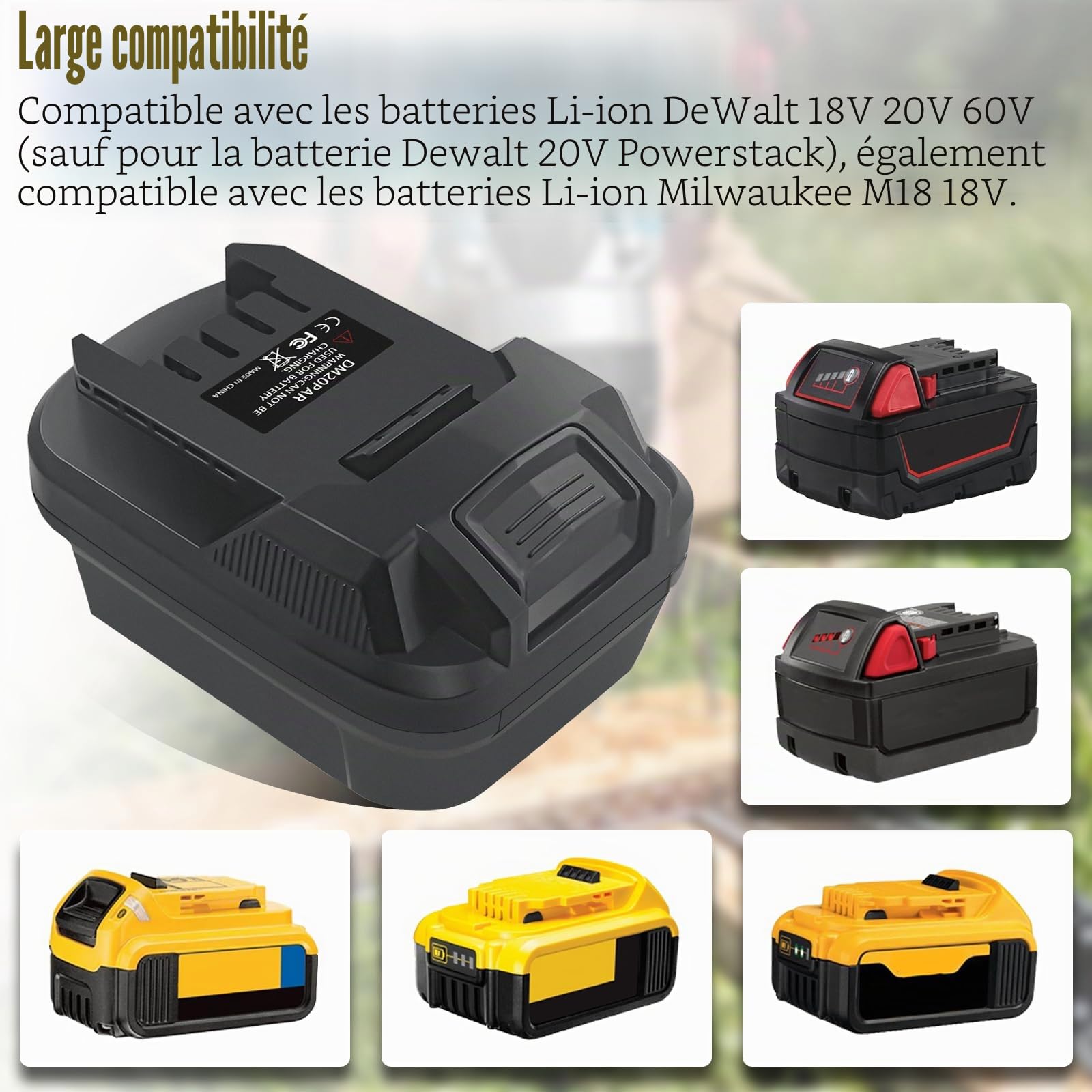 Adaptateur de batterie pour Milwaukee 18 V pour Dewalt 20 V Convert vers batterie Parkside 20 V