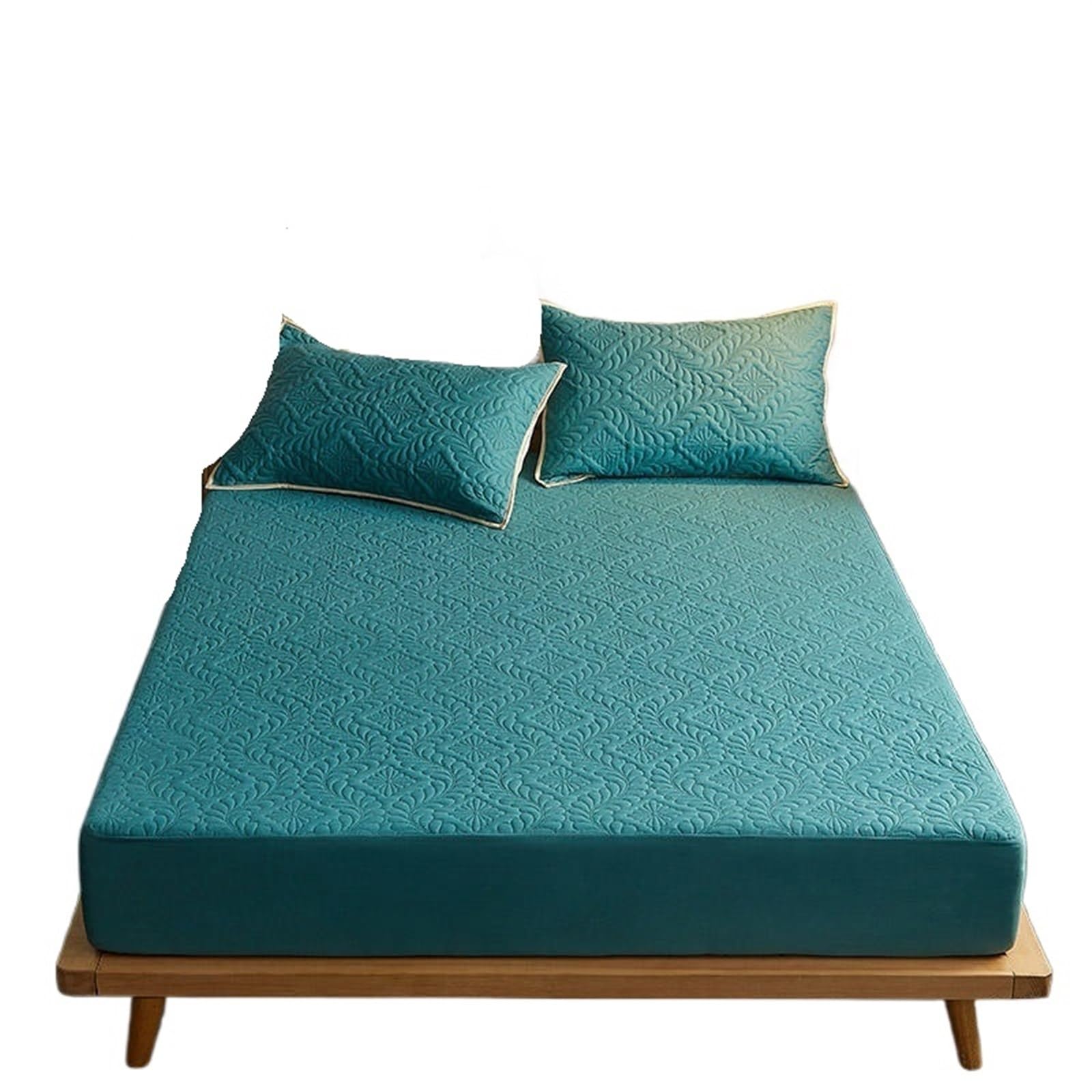 Cubrecolchón Impermeable Sábana Ajustable Acolchada Impermeable con sábanas de Color elásticas for colchón Queen King Size Cubre Colchon(Molv,Single 90x200x30cm)