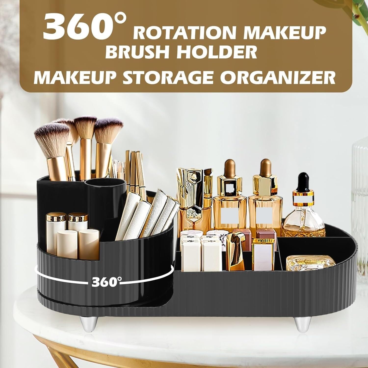 Organizer na Kosmetyki Obrotowy Organizer Na Pędzle Do Makijażu O 360° Organizer Na Kosmetyki Trwałe Pudełko Do Makijażu Pasuje Do Pędzli Kosmetycznych Pomadki Przechowywanie Kosmetyków (Color : A)