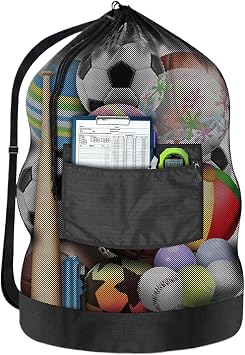 Soccer Bag Large Heavy Duty Drawstring Mesh Ball Bag