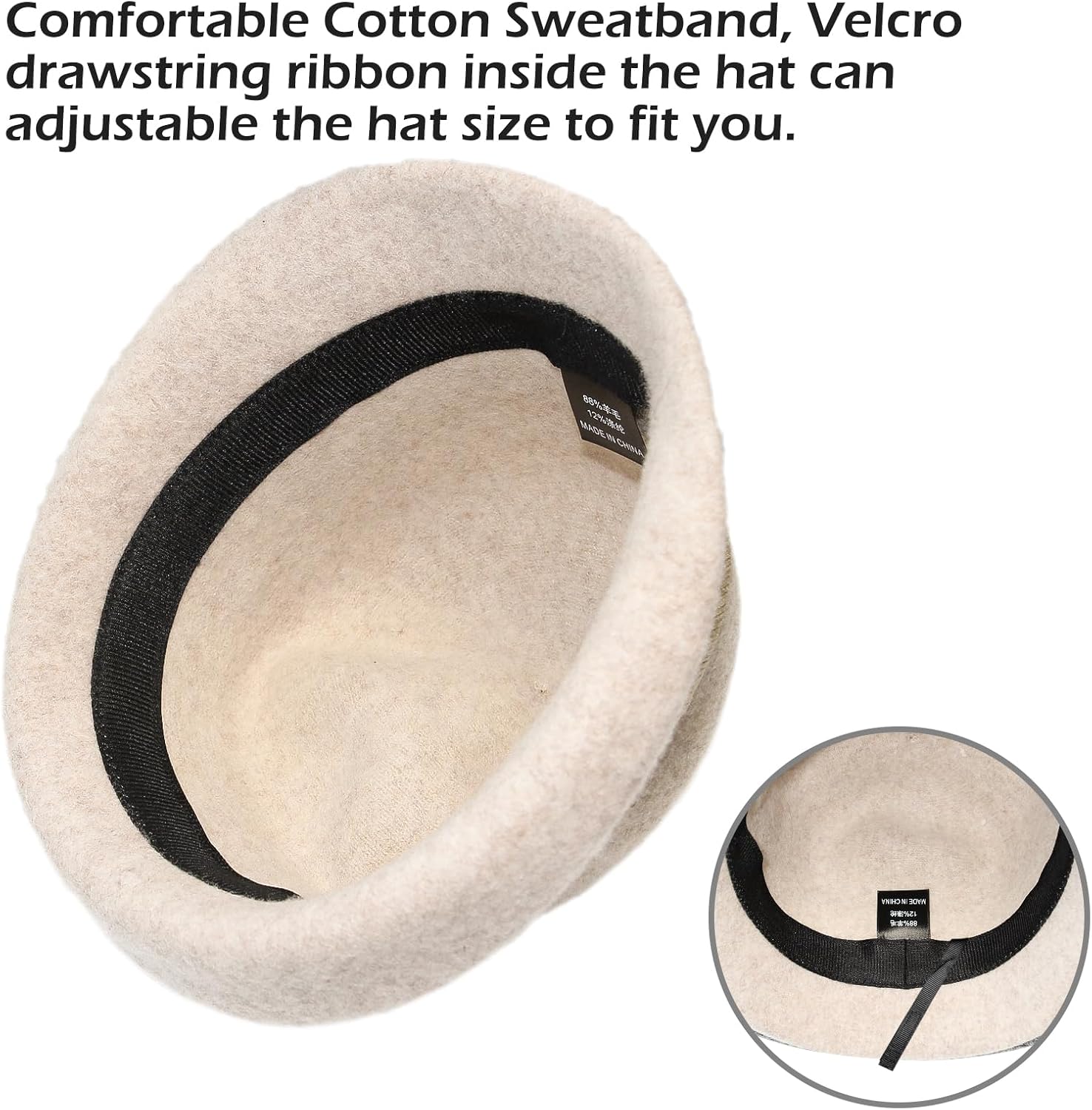 Women Vintage Cloche Bucket Hat Elegant 1920s Wool Fedora Church Derby Party Winter Packable Hats - Image 5