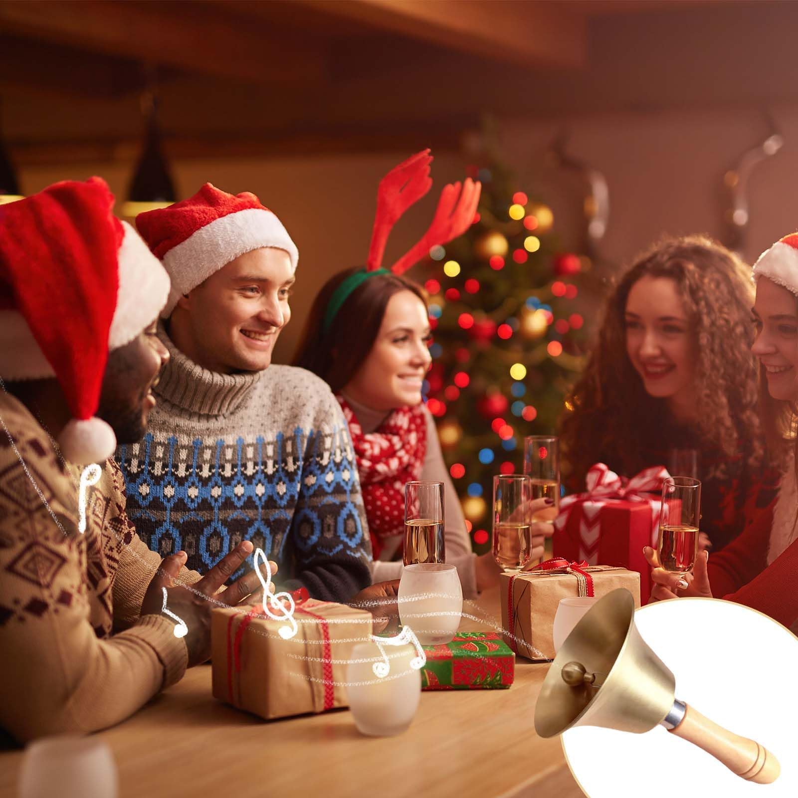 Campana Babbo Natale Campana Da Tavolo A Mano In Metallo, Campana Di Babbo Natale Con Campane Di Natale