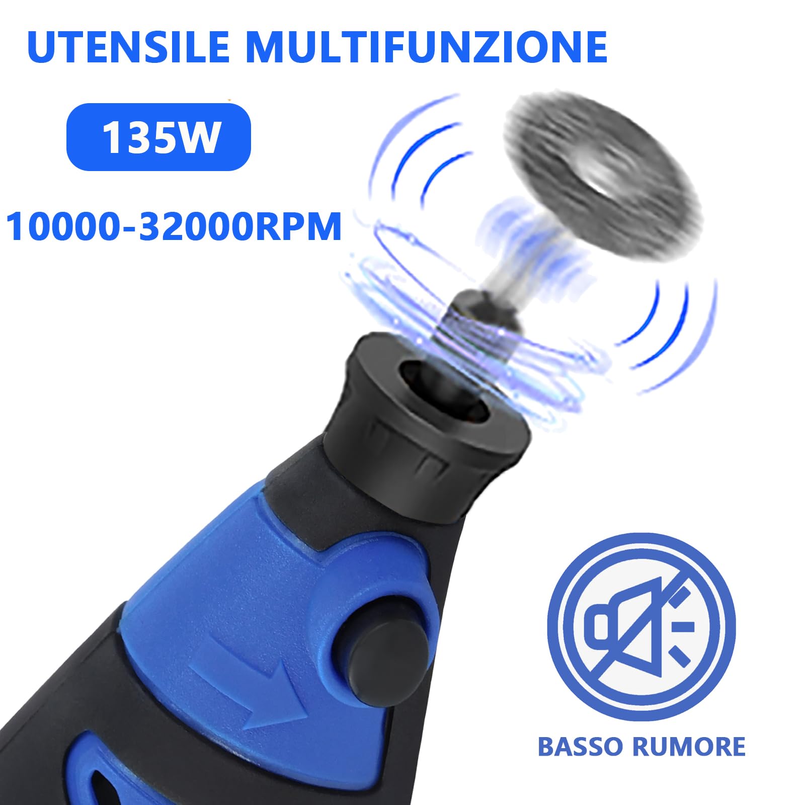 Strumento Multifunzione,252pz Accessori Trapano, 135W Mini Utensili Rotanti Multiuso Kit, 6 Velocità Regolabili 10000-32000 RPM,Utensile Rotante Multifunzione Per Taglio, Lucidatura e Fai da te