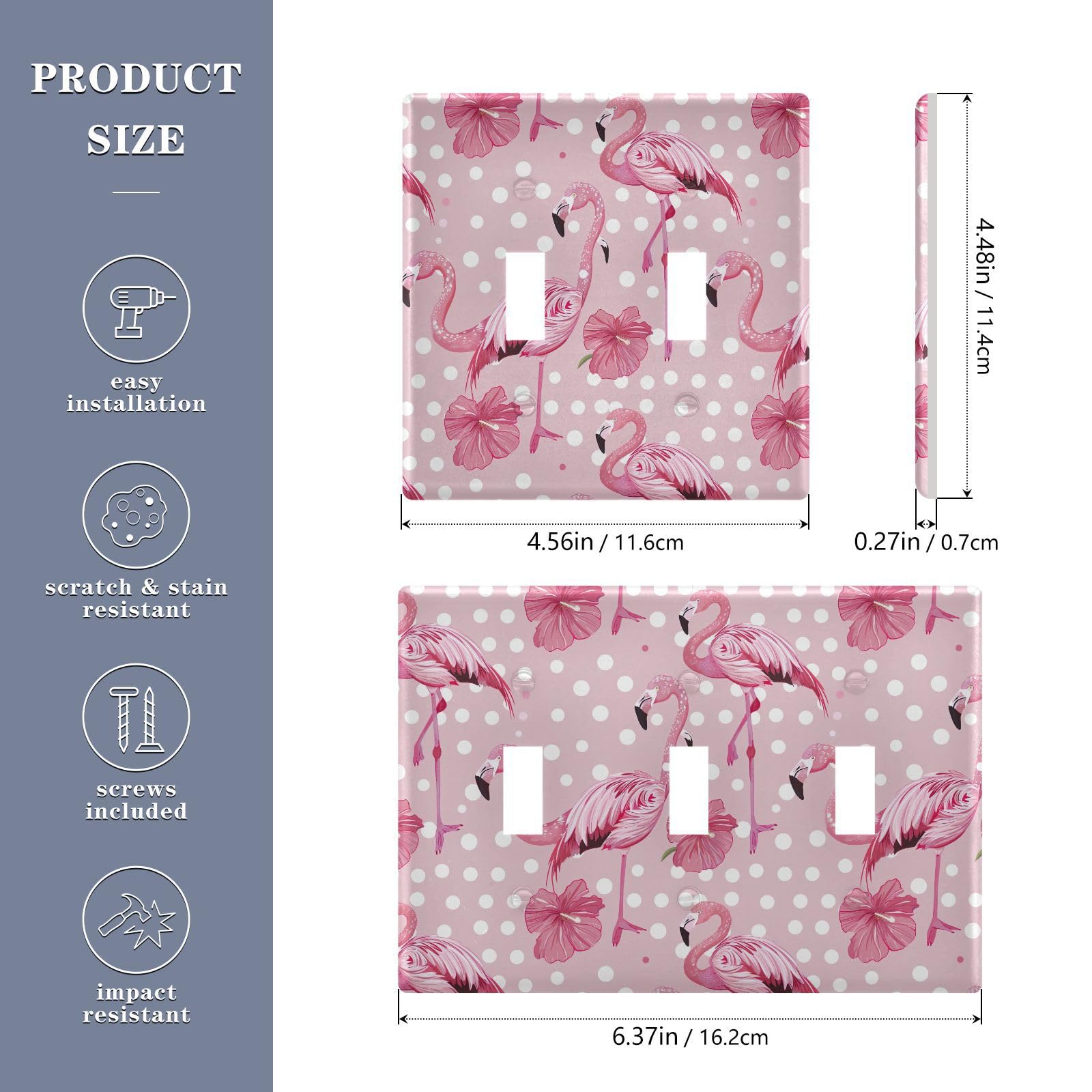 UMIRIKO Pink Flamingo Light Switch Cover Plate Covers Decorative Double Toggle Home Decor 202b5778