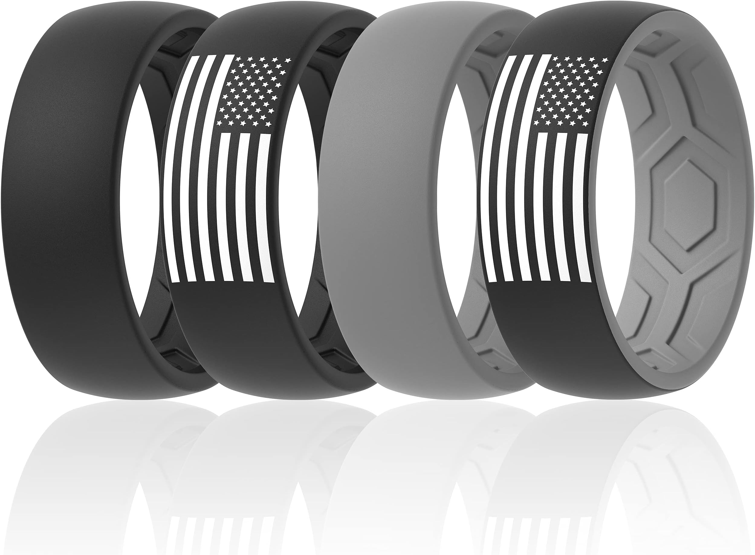 Silicone Wedding Band Rings Men, 2 Layer Top Design - 8.5mm Width 2.5mm Thick
