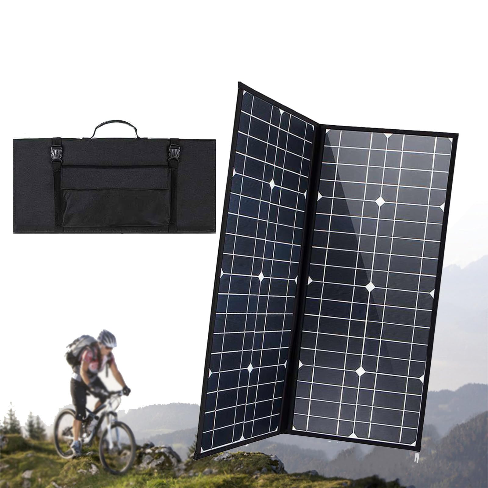 Kit de panneau solaire pliable 50W 18V, léger (560x615x7mm, 1380g), monocristallin, étanche IP65 pour camping-car, bateau