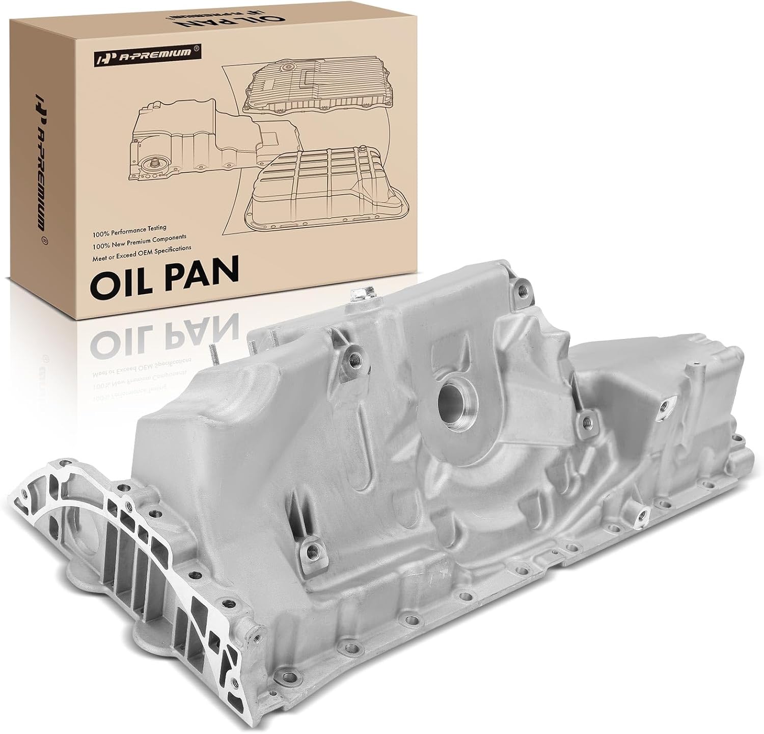 A-Premium Engine Oil Pan Sump with Drain Plug Compatible with BMW E70 Series X5 2011-2013, E71 Series X6 2011-2014, 3.0L 4.4L